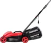 A red and black electric lawnmower is shown against a white background. Produktbild-Vorschau