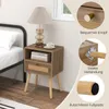 A bedside table with a lamp and books, with close-up insets highlighting product features. Podgląd zdjęcia produktu