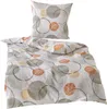 A bedding set including a duvet cover and a pillowcase, both featuring a circular pattern. Produktbild-Vorschau