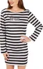 A woman is shown wearing a black and white striped prisoner costume. Produktbild-Vorschau