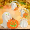 Espíritu de cerámica con LED y calabaza, blanco, decoración Vista previa de la imagen del producto 3