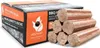 A box of BBQ wood briquettes with some briquettes stacked in front of it. Produktbild-Vorschau