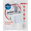 The image shows a plastic package containing foam grease filters for a kitchen hood. The package has branding and product information printed on it. Produktbild-Vorschau