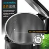 Close-up view of the inside of a stainless steel kettle, with text overlay highlighting features and a BPA-free certification. Produktbild-Vorschau