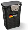 Novaliv Rattan Wäschekorb mit Deckel 60L Schwarz, Wäschebox Produktbild-Vorschau 1