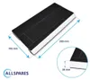 A product shot of a charcoal filter with dimensions indicated. Produktbild-Vorschau