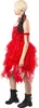 A woman wearing a red dress and black boots, posing for a product image. Podgląd zdjęcia produktu