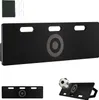 A black soccer rebounder board with target circles, shown from different angles, along with accessories. Voir les images du produit
