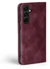 A close-up side view of a burgundy flip phone case for a Samsung Galaxy A16. Produktbild-Vorschau