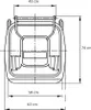 A technical drawing of a blue waste bin with dimensions indicated. Produktbild-Vorschau