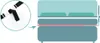 Diagram showing a bed with a bed rail attached, with a close-up of the attachment mechanism. Produktbild-Vorschau