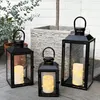 3er Gartenlaternen Laternen Metall Windlicht Schwarz H24/33/41cm Produktbild-Vorschau