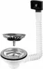 A sink drain assembly with a strainer basket and a flexible drain pipe. Náhled obrázku produktu