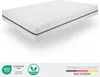 A white mattress is shown on a white background with certifications and branding at the bottom. Produktbild-Vorschau