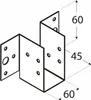 A technical drawing of a metal bracket with dimensions indicated. Produktbild-Vorschau