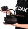 A person is holding a Japanese cast iron teapot and cup set. Podgląd zdjęcia produktu