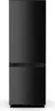 A black refrigerator-freezer combination is shown against a white background. Produktbild-Vorschau