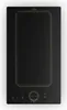 A top-down view of a black induction cooktop with gold trim and controls. Podgląd zdjęcia produktu