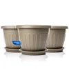 BigDean 50cm Blumentopf mit Untersetzer rund Mocca - Produktbild-Vorschau 8