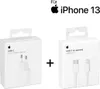 Two Apple product boxes are shown side-by-side with a plus sign in between, indicating a bundle. Text above indicates compatibility with iPhone 13. Produktbild-Vorschau