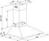 A technical drawing with dimensions of a range hood. Anteprima dell’immagine prodotto