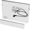 The back of a white illuminated mirror with a power cord and a label. Podgląd zdjęcia produktu