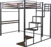 Lit mezzanine en métal avec escalier "LENA" - 140 x 190 cm Voir les images du produit 1