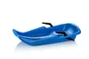 A blue plastic sled with black handles is shown against a white background. Voir les images du produit