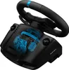 A racing wheel and pedals with a cutaway view showing internal components. Produktbild-Vorschau