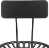 A close-up view of the backrest and seat of a black and silver industrial-style bar stool. Voir les images du produit