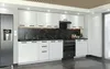 A modern kitchen setup with white cabinets and a black marble backsplash. Náhled obrázku produktu