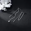 925 Sterling Silber Bar Tropfen Ohrringe Kette für Frauen Produktbild-Vorschau 4