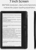 A black e-reader is shown with text describing its features. Podgląd zdjęcia produktu