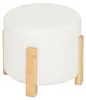 Pouf Bouclé Ø 37,5 cm mit Beinen aus Bambus Produktbild-Vorschau 1