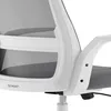 A close-up view of the side and back of a white and gray office chair. Podgląd zdjęcia produktu