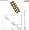A technical drawing and a 3D render of a staircase with dimensions and branding. Náhľad obrázku produktu
