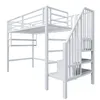 A white metal loft bed with stairs and a desk area. Anteprima dell’immagine prodotto