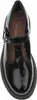 A top-down view of a black patent leather Mary Jane shoe with a T-strap and buckle closure, set against a white background. Produktbild-Vorschau