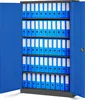 An open blue metal filing cabinet filled with blue binders. Náhľad obrázku produktu