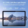 A tablet displaying a scenic image of mountains and a town reflected in water, with marketing text above. Produktbild-Vorschau