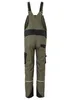 A pair of olive and black overalls shown from the back against a white background. Produktbild-Vorschau