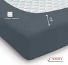 A close-up view of a fitted sheet corner, showing its texture and elastic edge. Produktbild-Vorschau
