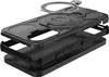 An exploded view of a black phone case with a ring holder. Produktbild-Vorschau