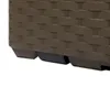 A close-up view of the bottom of a brown storage box with a woven texture, showing its feet and a black wheel. Náhľad obrázku produktu