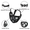 A black dog muzzle with callouts highlighting its features. Produktbild-Vorschau