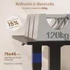 Close-up view of a desk leg with text overlays highlighting product features. Anteprima dell’immagine prodotto