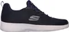 A side view of a blue Skechers sneaker with a white sole. Produktbild-Vorschau