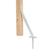 A galvanized steel storm anchor attached to a wooden post. Produktbild-Vorschau