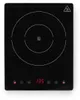 A top-down view of a black induction cooker. Voir les images du produit