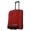 A red travel bag with black accents and a retractable handle, shown against a white background. Produktbild-Vorschau